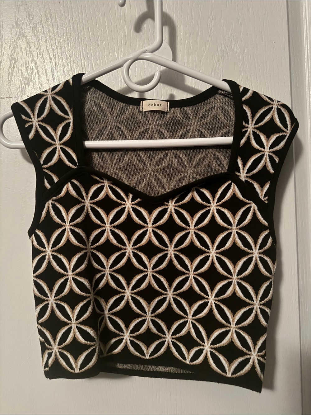Debut Black/Beige/white Detailed Crop Top